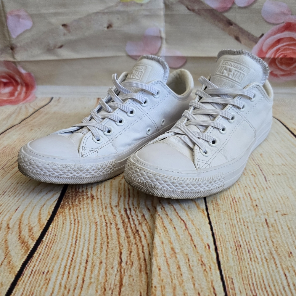 Converse white leather low top sneakers